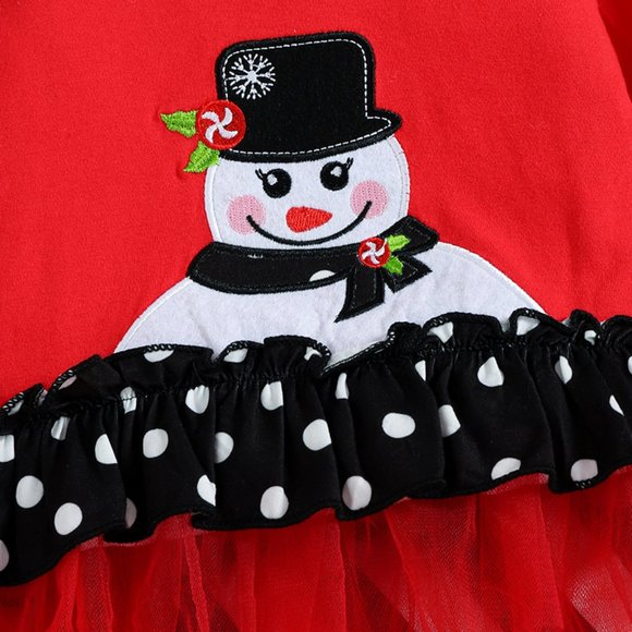 Snowman Girls Christmas Ruffle Leggings Outfit Set - Picture 2 of 3
